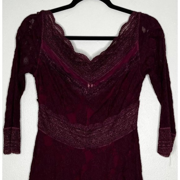 Free People Womens Burgundy Red Lace Dress Size Small - Picture 3 of 11